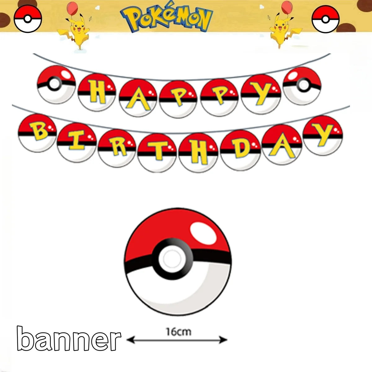 Pokemon Pikachu Happy Birthday Banner