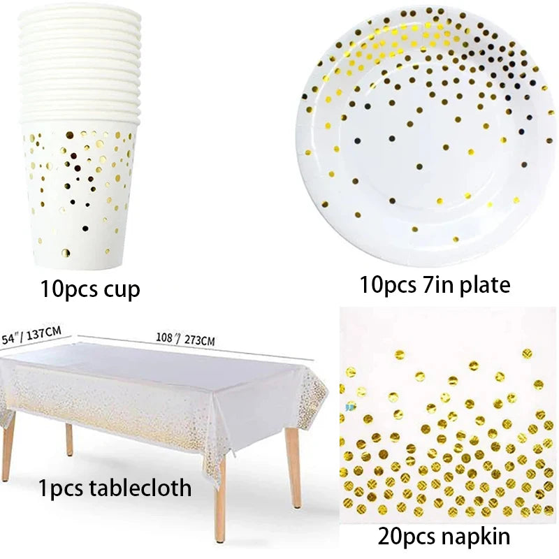 Gold Polka Dot Party Tableware Set