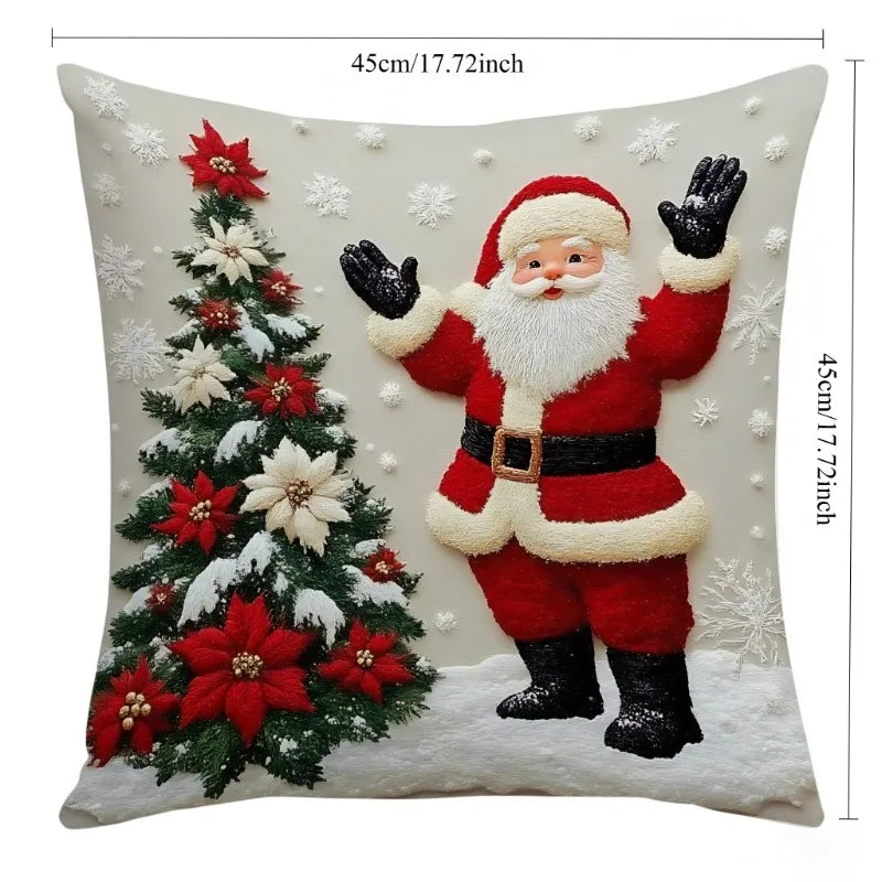 4PCS Christmas Linen Pillowcase Set