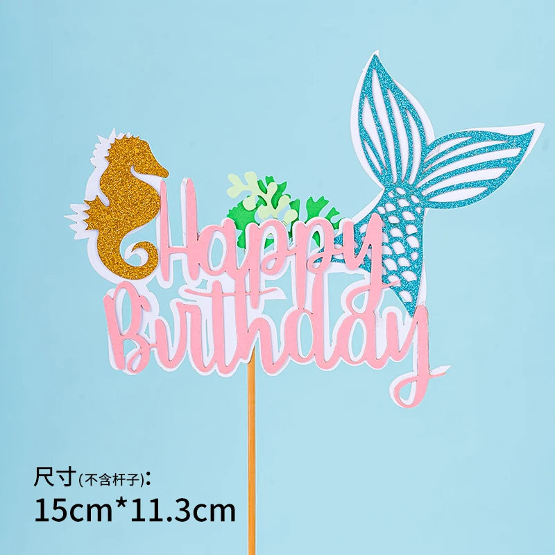 Kawaii Mermaid Cake Topper – Birthday Decoration
