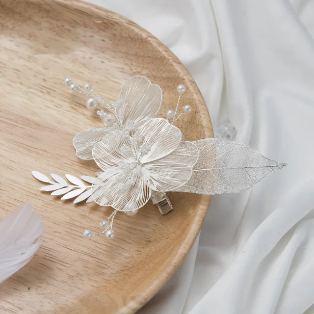 Flower hair jewelry Pearl Crystal