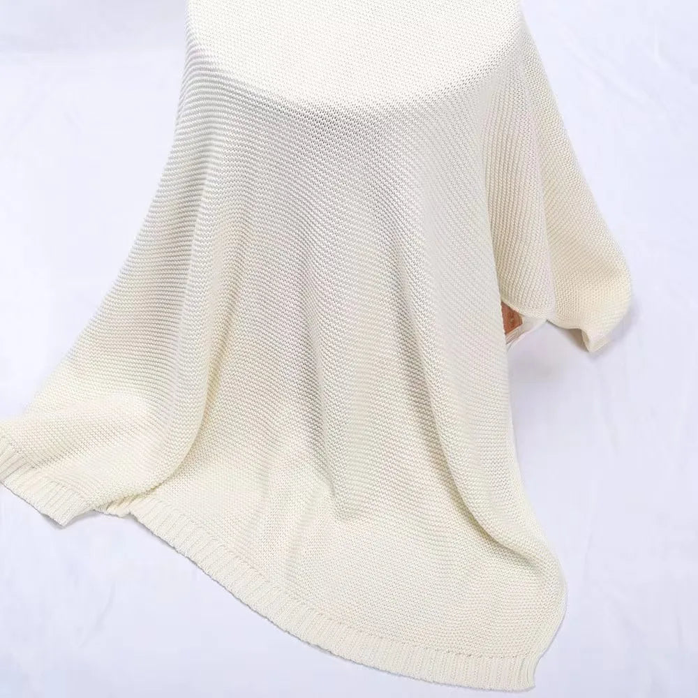 Personalized name Baby knitted blanket cotton 100x80cm custom