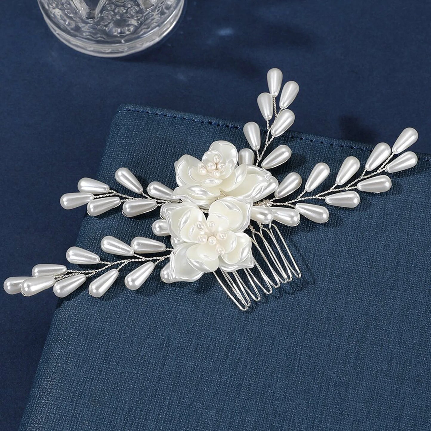 Flower hair jewelry Pearl Crystal