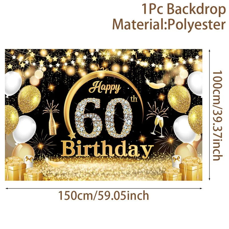 Black Gold Birhtday TableCloth
