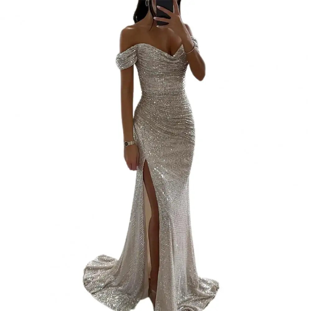 Caren Off-Shoulder Sequin Gown