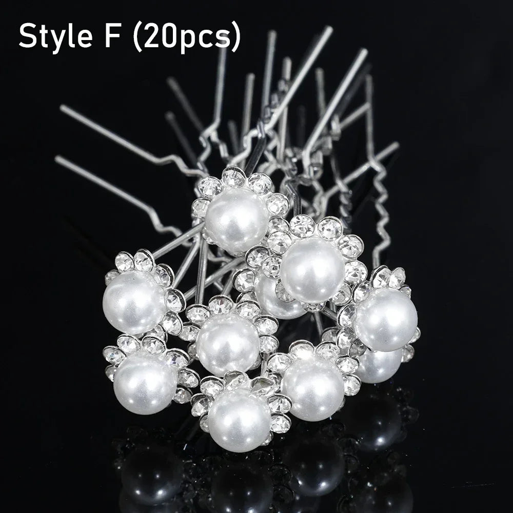Elegant Pearl Crystal Hairpin 20pcs