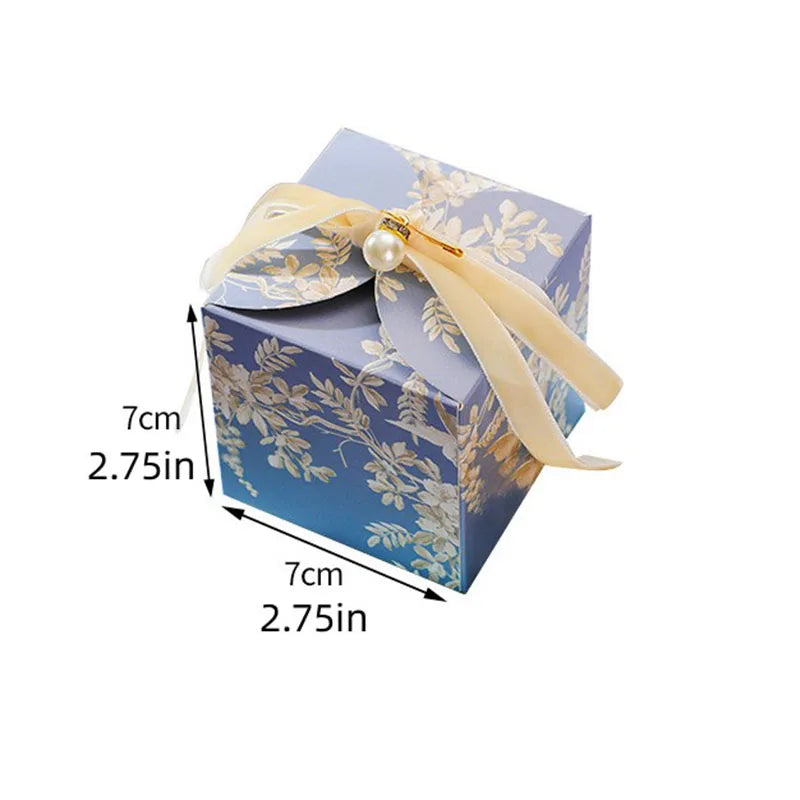 Fancy Bird Paper Candy Boxes Pearl Pin Ribbon 50PCS