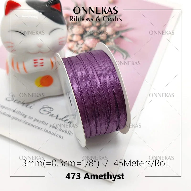 Satin ribbon 100% polyester (45M) 3mm