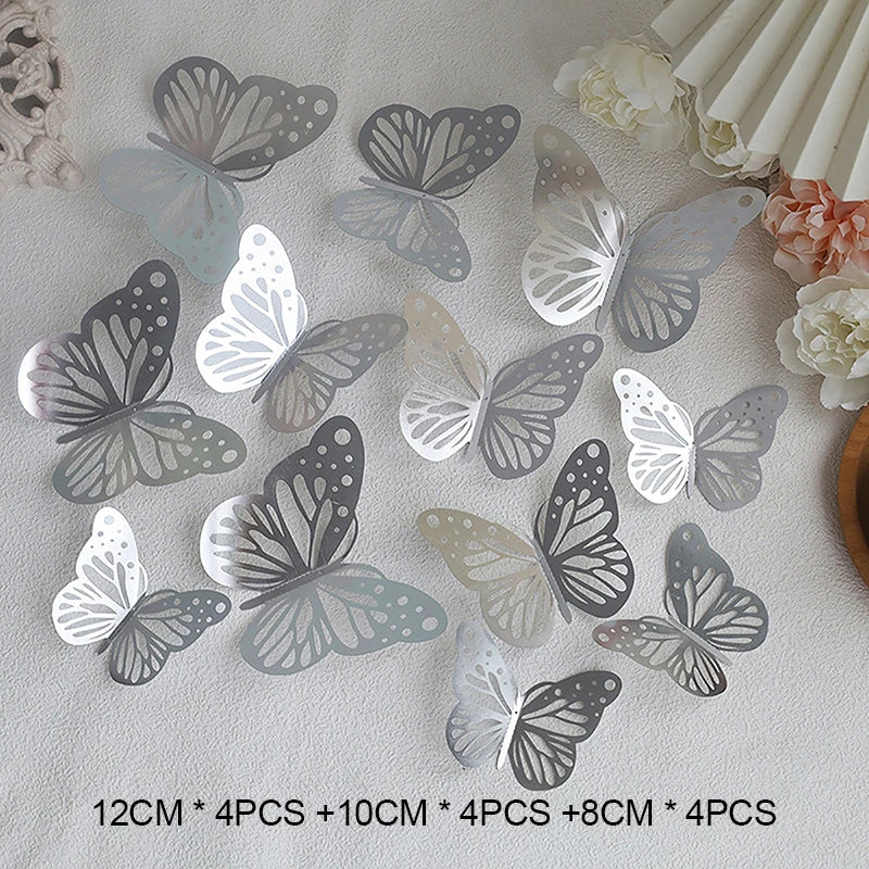 Rose gold foldable Butterfly cake toppers 12pcs