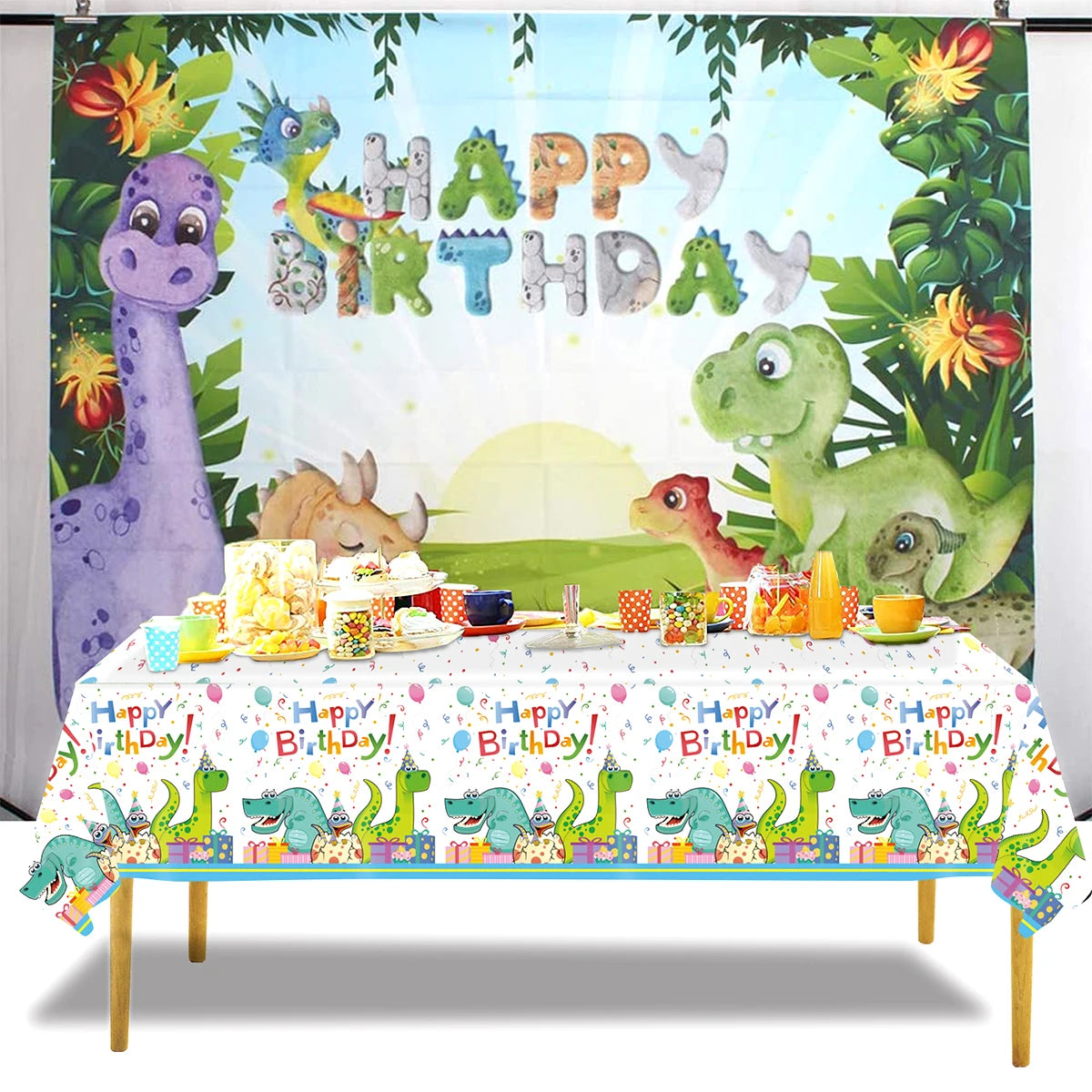 Dinosaur disposable tablecloth party decoration