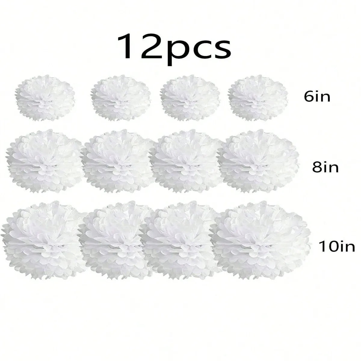 White & Light green Pom Pom Set 12pcs