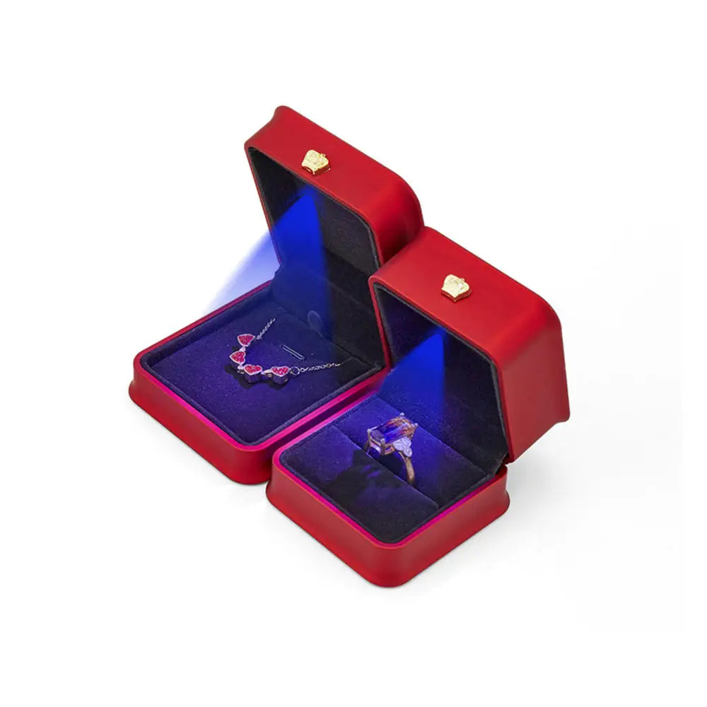 LED Light double rings box for wedding