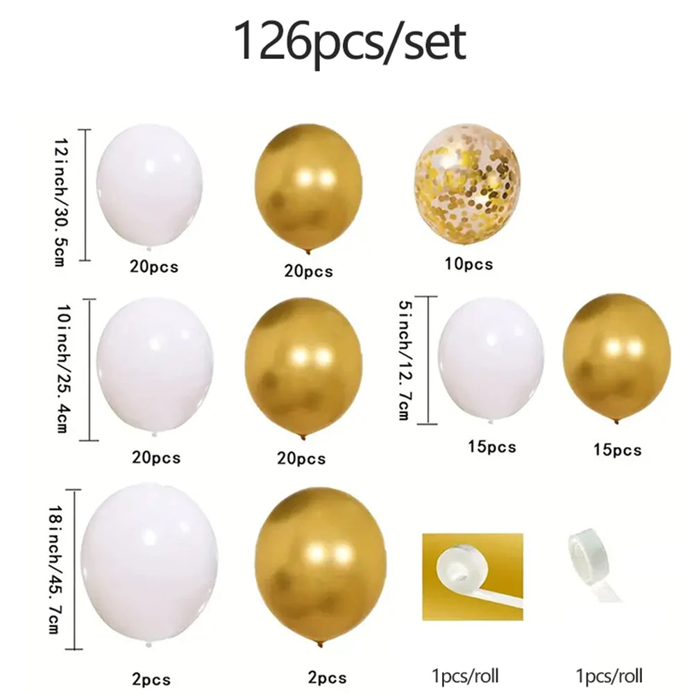 White Gold balloon Garland 126 PCS