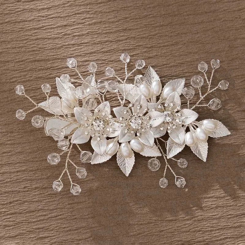 Pearl Flower Clip Silver