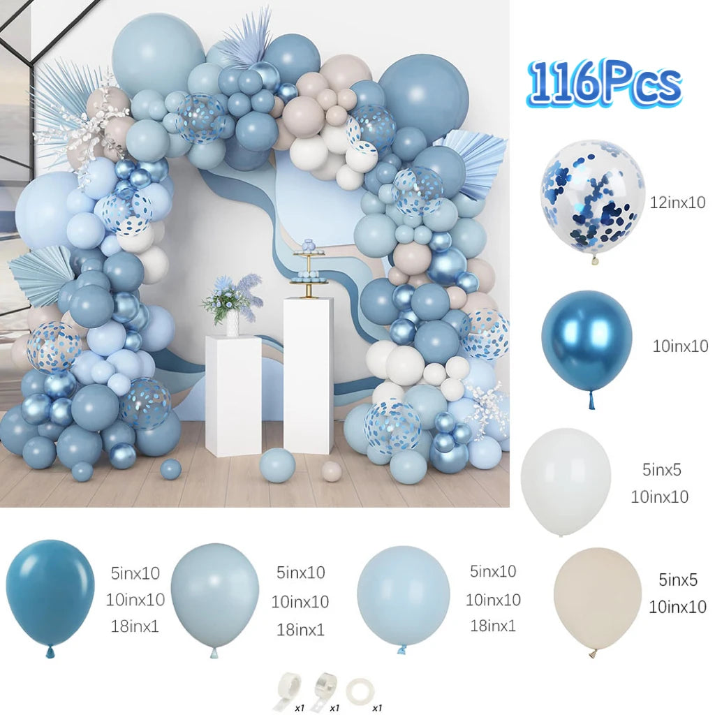 Dusty Blue Balloons 116Pcs