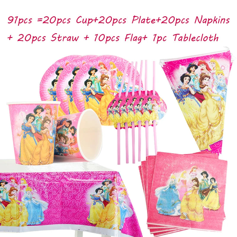 Princess Party Tableware Set – Plates, Cups & Napkins