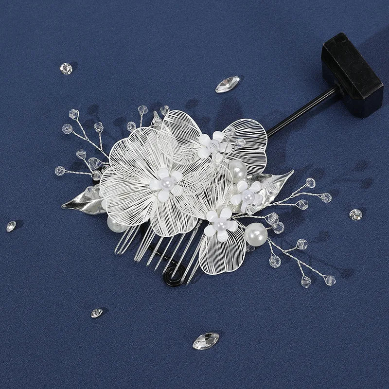 Flower hair jewelry Pearl Crystal