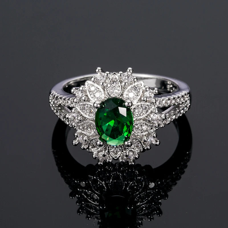 Lizza ring green Pear-shaped crystal