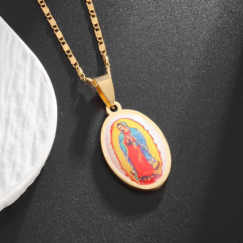 Catholic virgin Mary pendant necklace