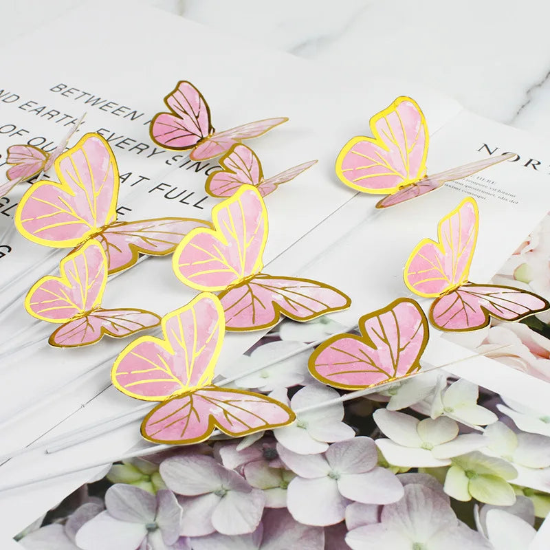 Butterfly stamping gold cake decor 10pcs