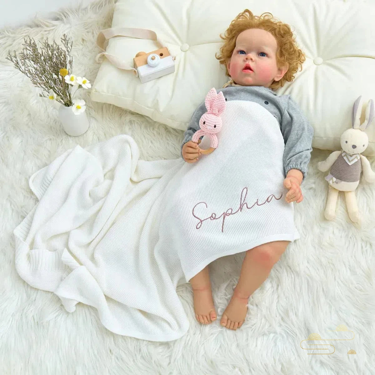Personalized name letter embroidered cotoon Blanket