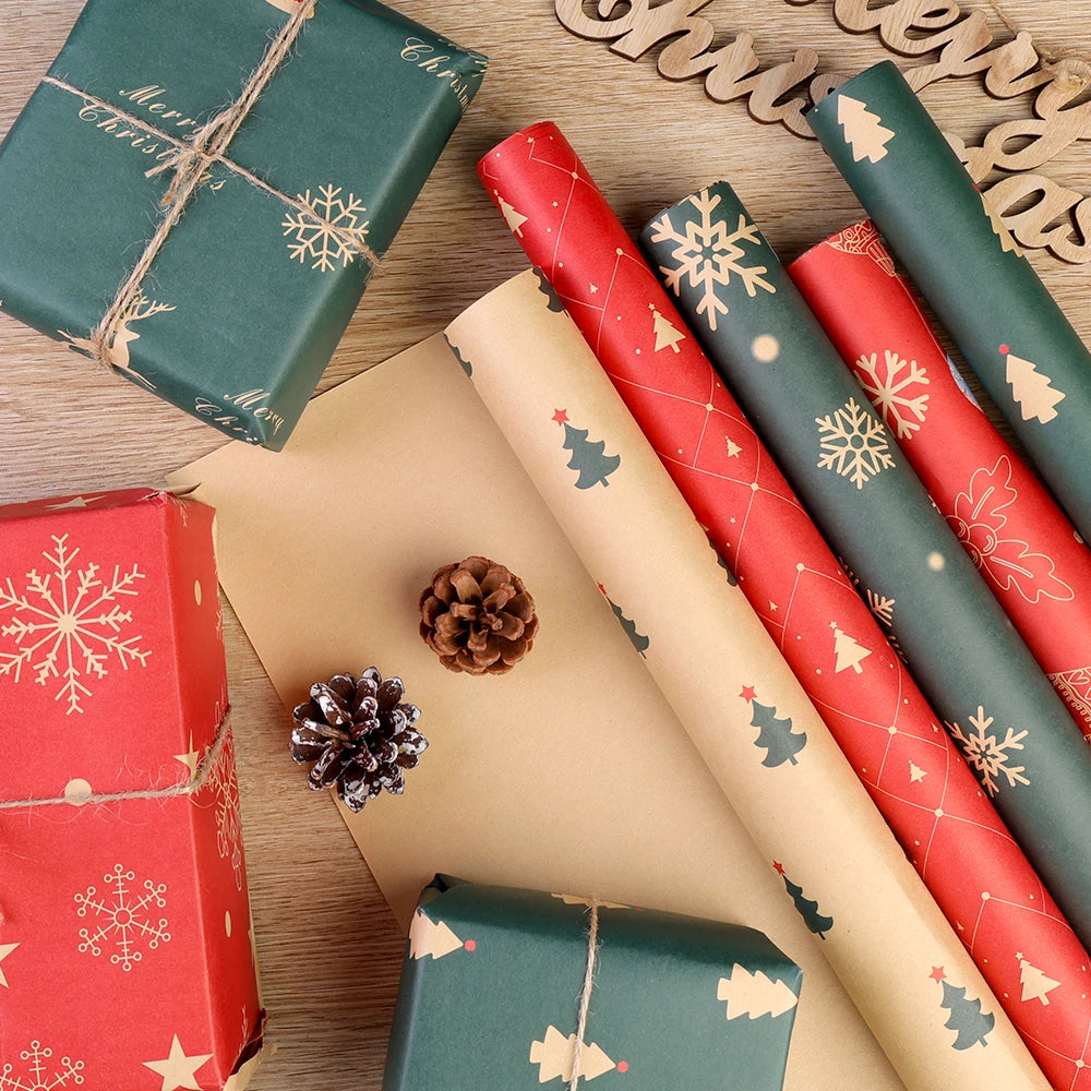 10/1PCS Christmas Kraft Wrap