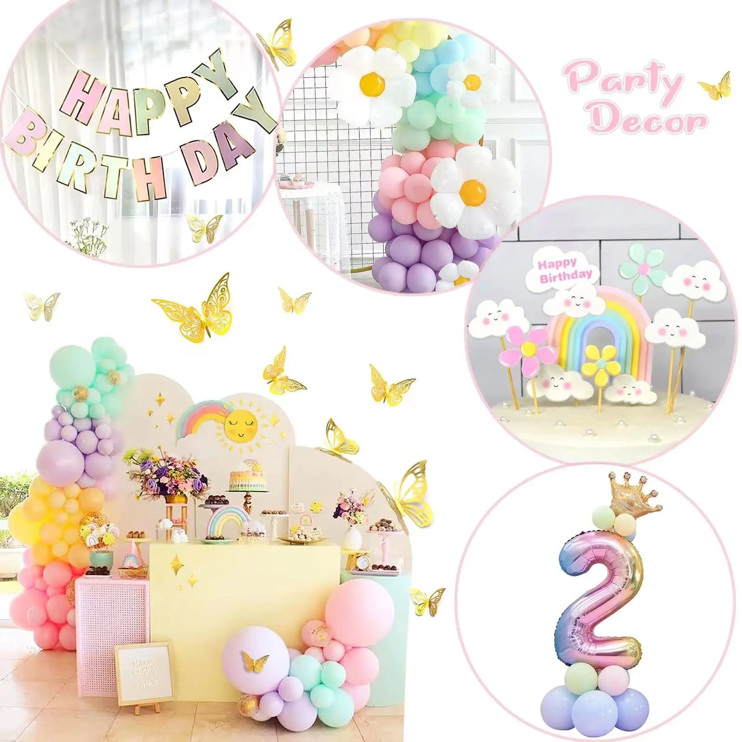 200PCS Macaron Foil Balloon Garland Set
