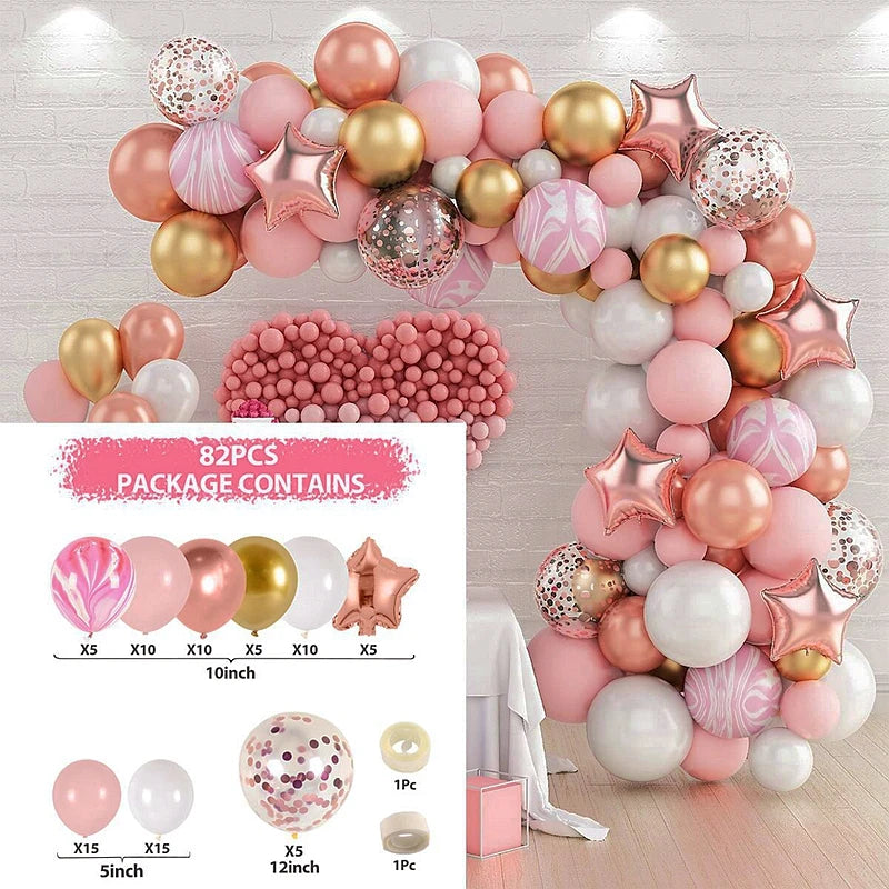 Pink Pastel Macaron Balloons Garland Arch