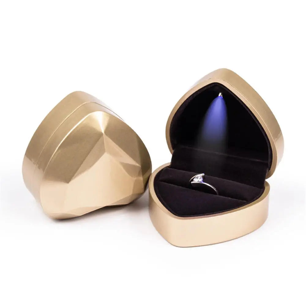LED Light double rings box for wedding