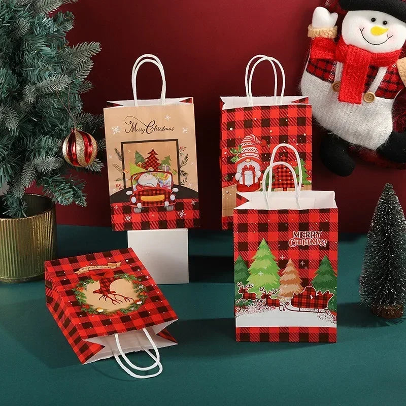 Christmas Kraft Gift Boxes with Handle