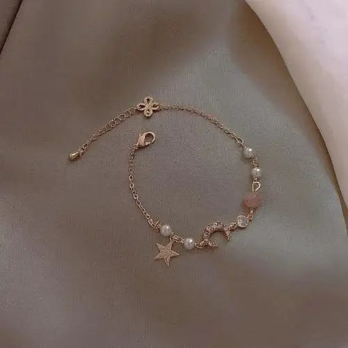 Double layered Crystal & Pearl beaded bracelet