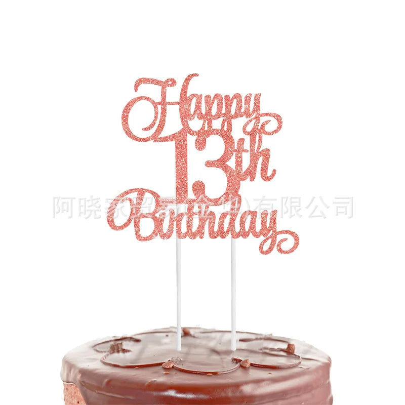 Black Gold Happy Birthday Cake Topper (Ages 10–60)