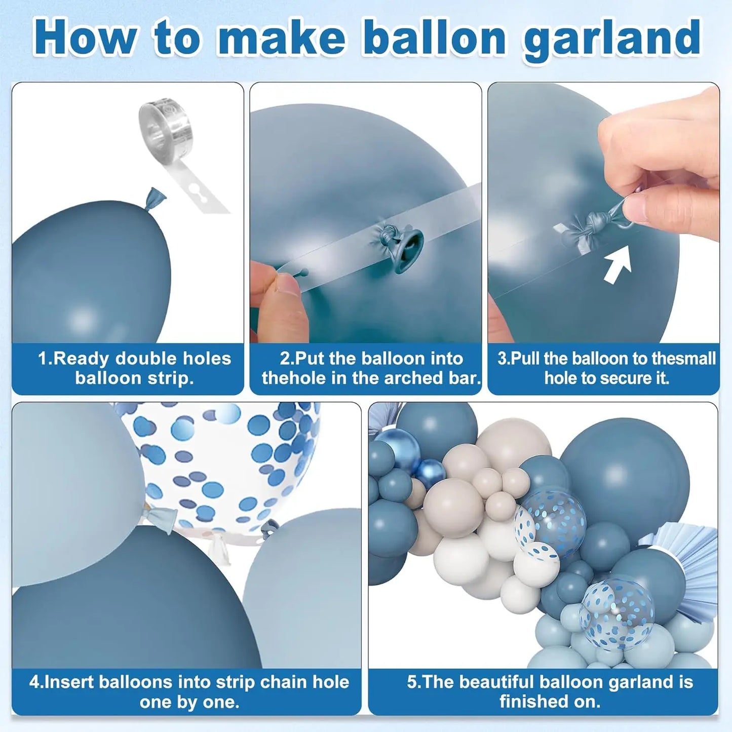 Dusty Blue Balloons 116Pcs
