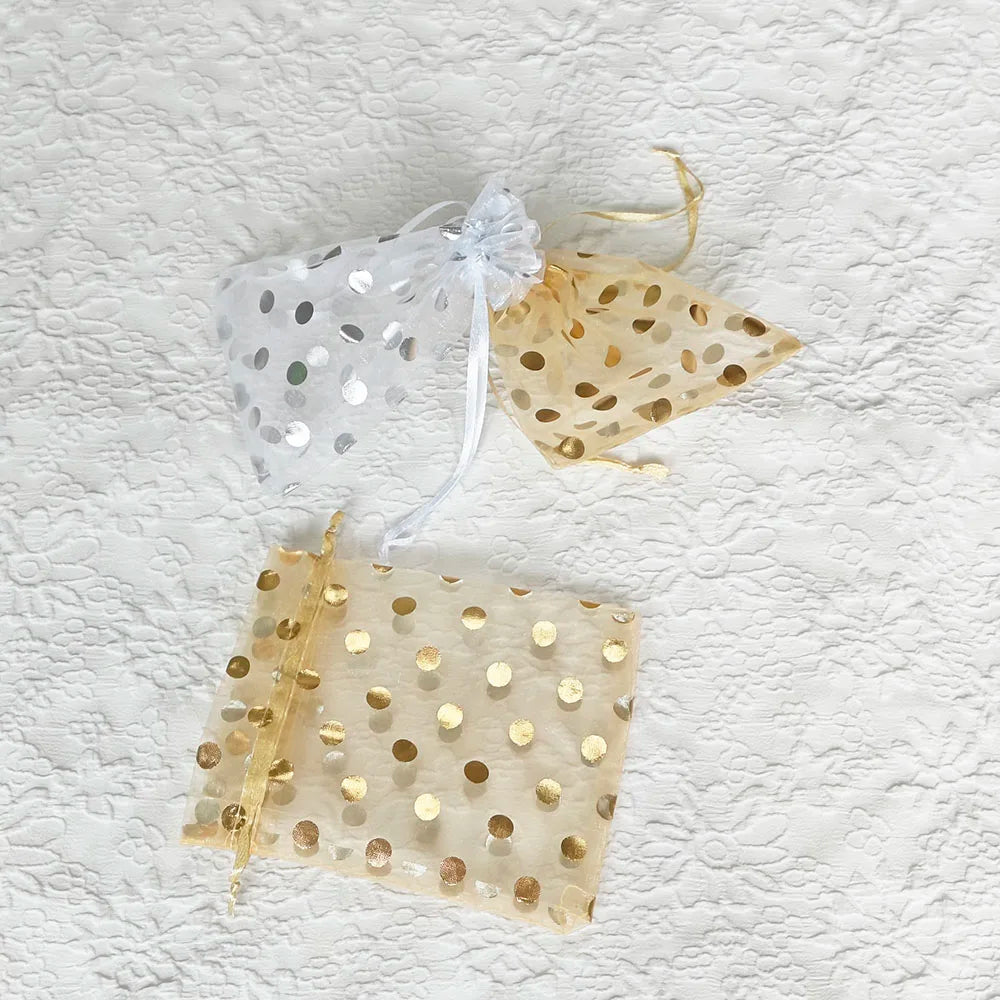 10/25/50 st guldfärgade organza presentpåsar