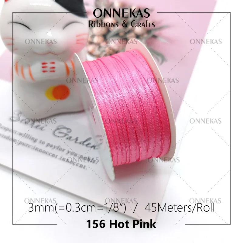 Satin ribbon 100% polyester (45M) 3mm