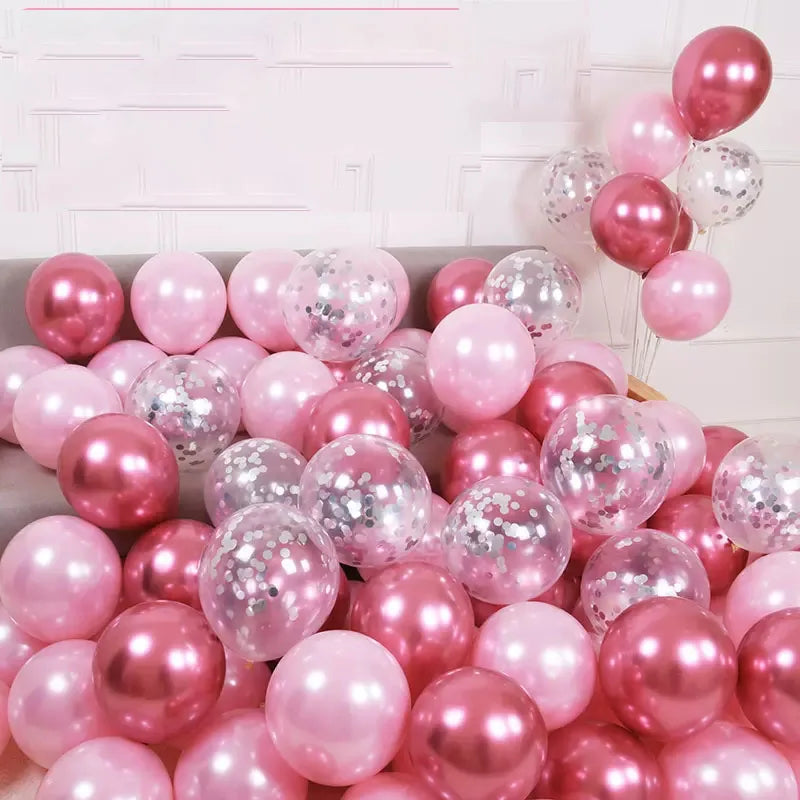 Silver black confetti Latex balloons 30pcs