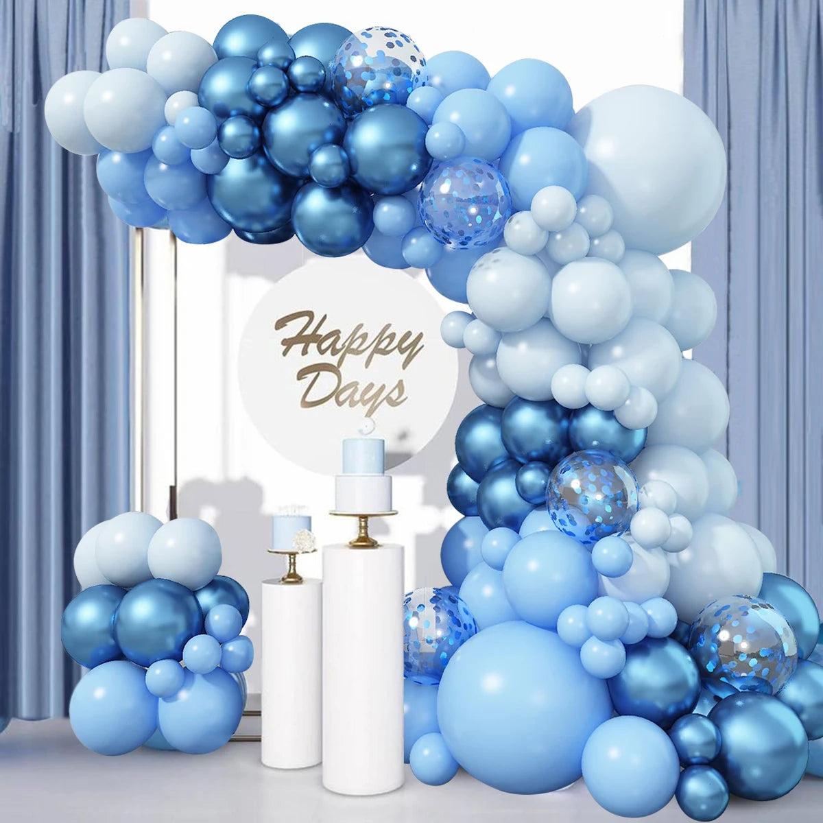Blue balloon garland arch