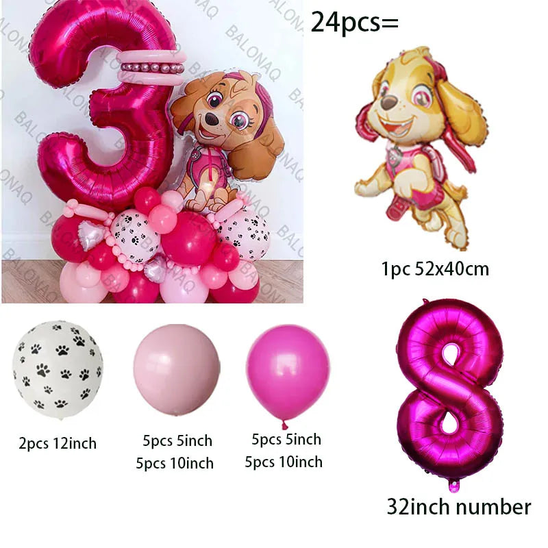 Pink PAW Patrol Balloon Number 24pcs