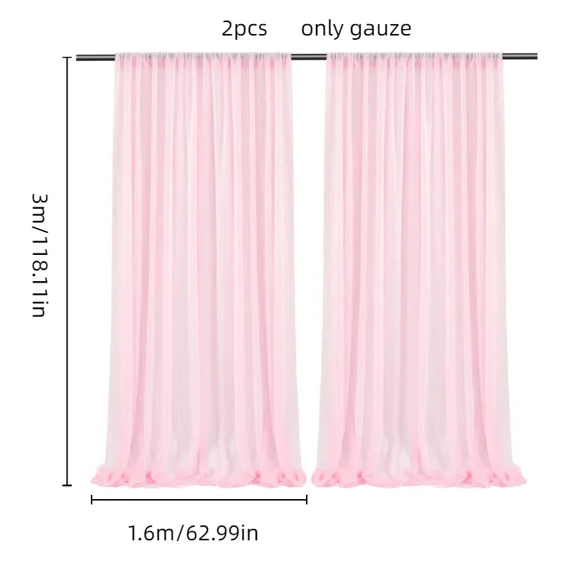 Tulle backdrop curtains, sheer 1 Set/2