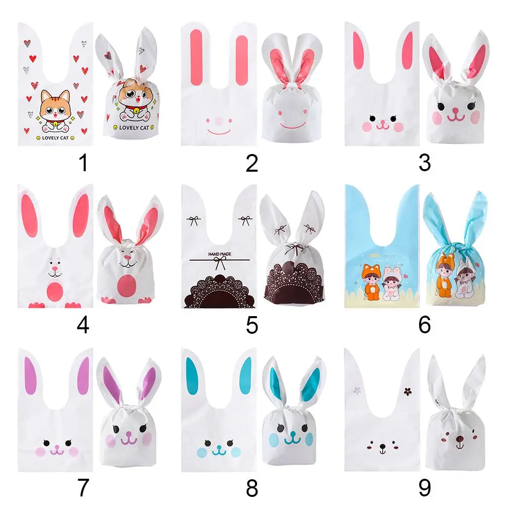10PCS Easter Rabbit Candy Biscuit Gifts Bag Easter Bunny Ear Cookie Bags Package Pocket Event Party Supplies Snack Decoration