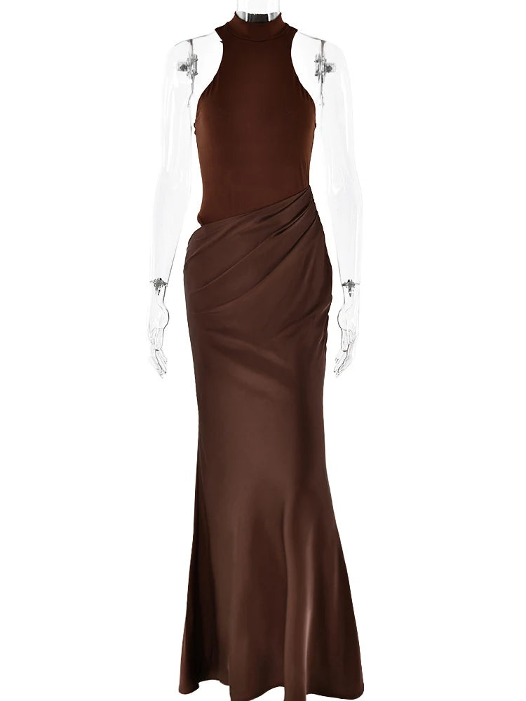 Julia Satin Hollow Out Maxi Dress