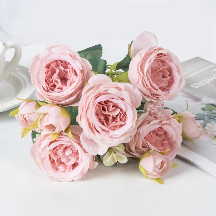 Artificial flowers fake white Peonies bouquet