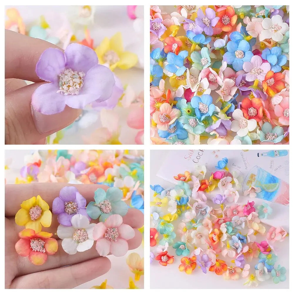 Mini flowers heads Silk for decoration and accessories 50PCs