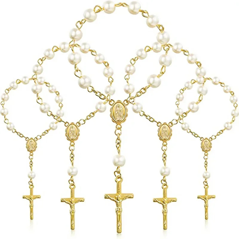 Cross Rosary Bracelets for Baptism and Confirmation 5pcs