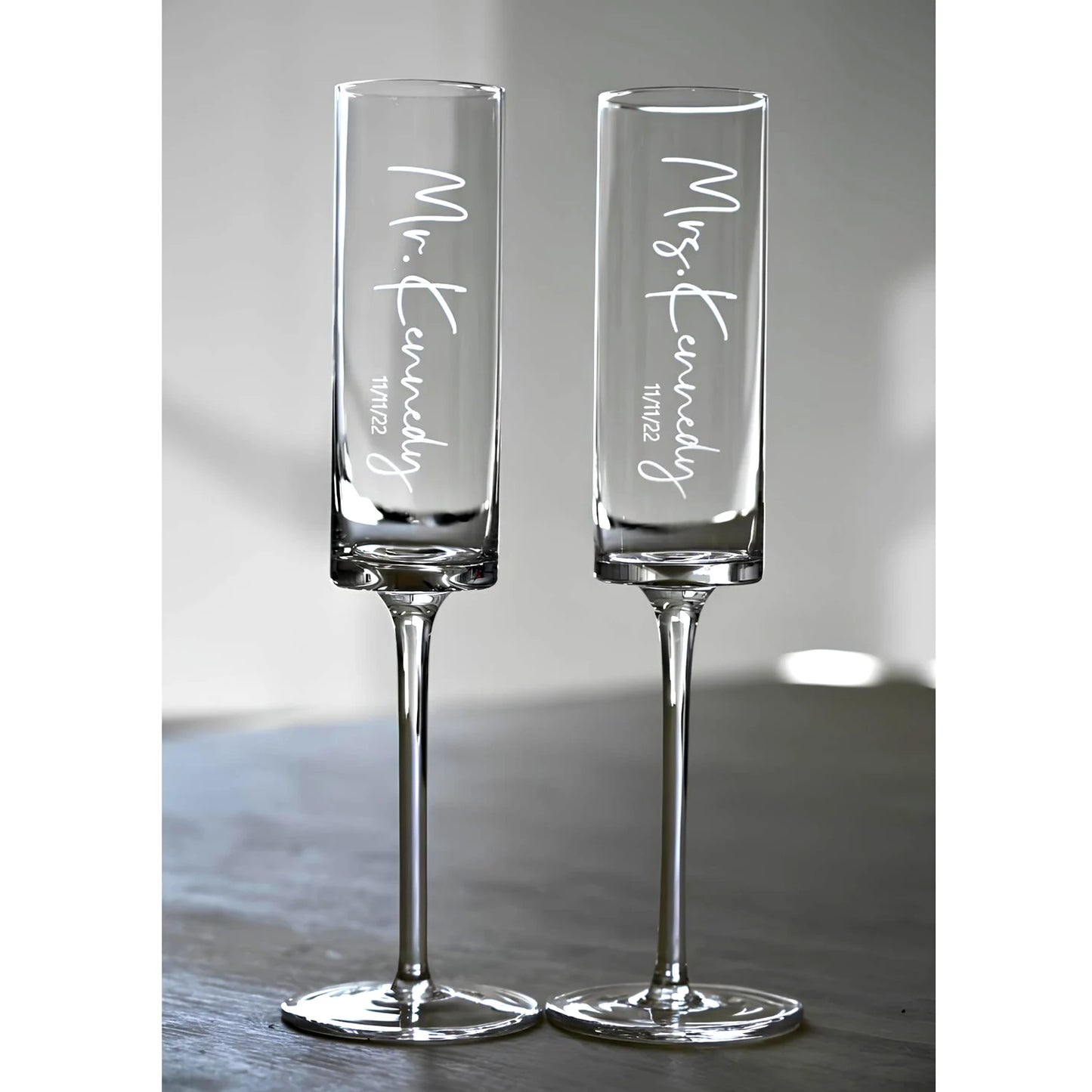 Custom Laser engraving name Champagne flute