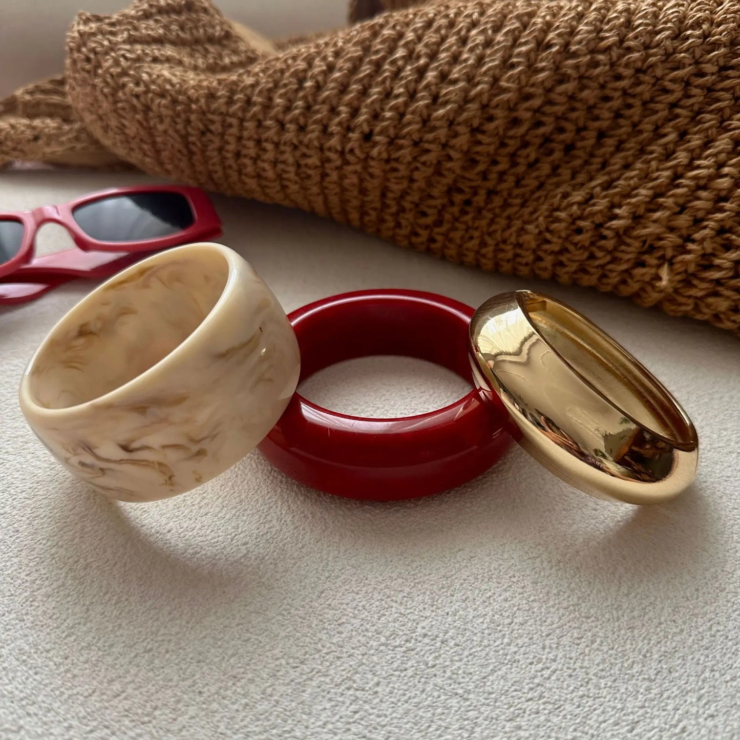 Rizana 3 style round geometric bracelets
