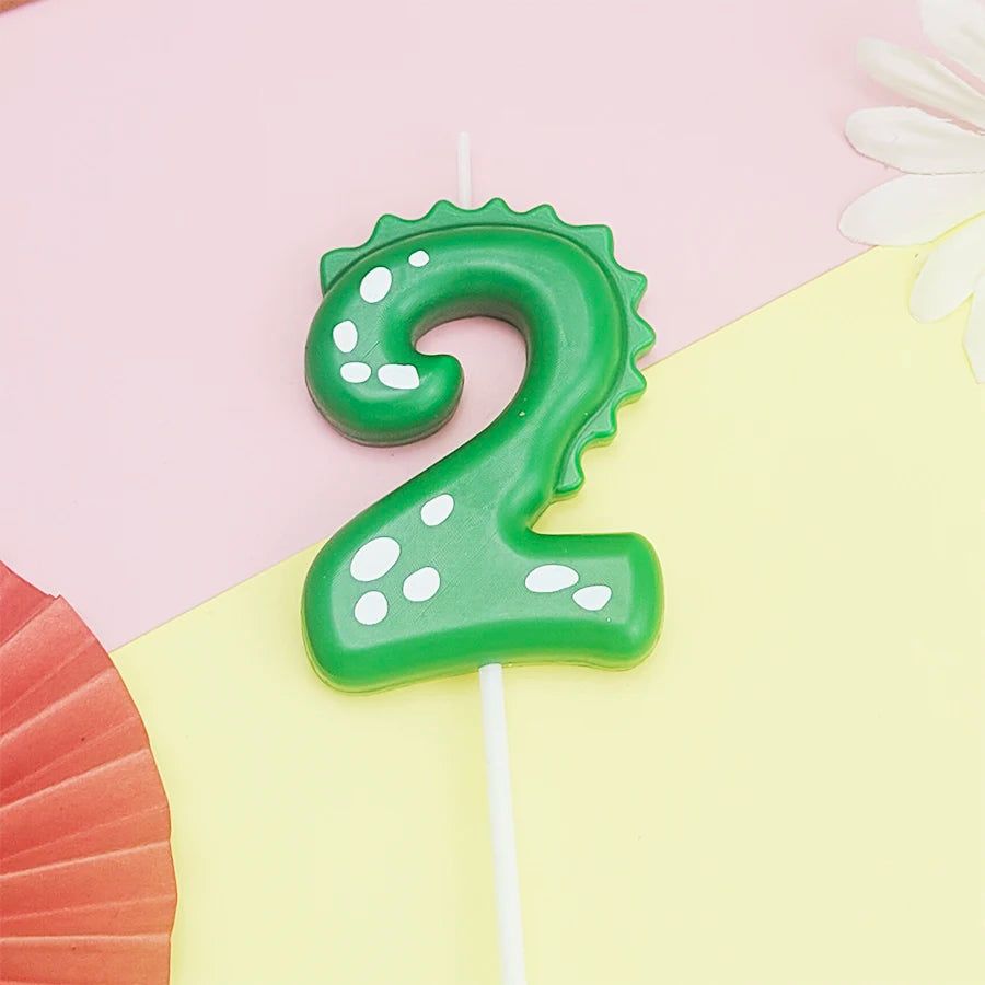 Green Dinosaur numbers 0-9 cake candle