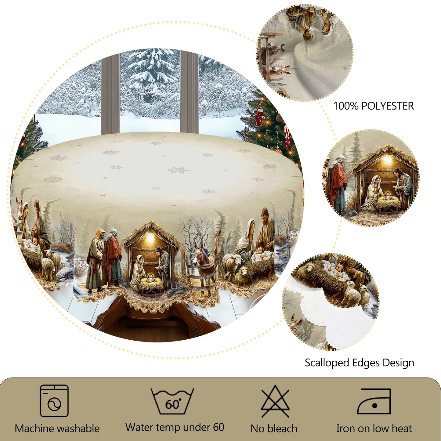 Nativity Scene Tablecloth Decor