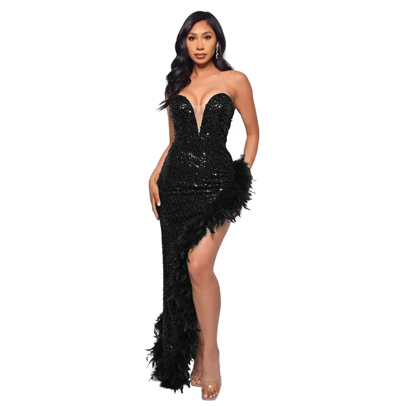 Dillma Sequin Feather Dress