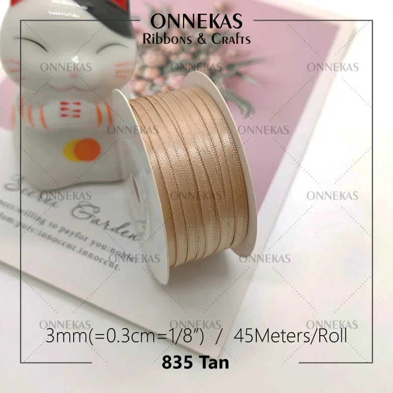 Satin ribbon 100% polyester (45M) 3mm